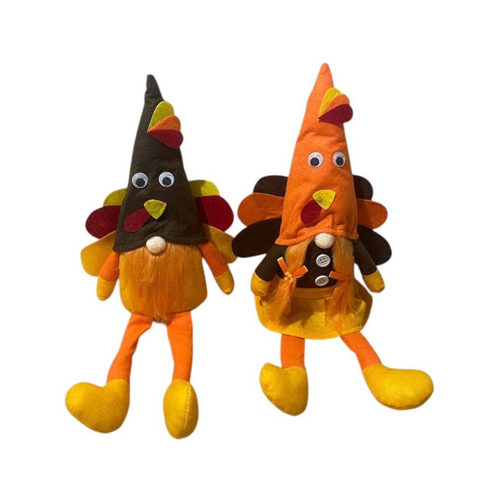 Handmade Thanksgiving Fall Turkey Swedish Gnomes - Set of 2 - Picture 3 of 7